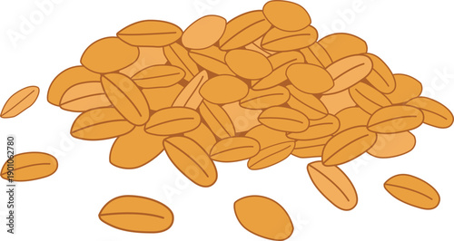 Pile of oats grain for world pulses day illustration. Vector isolated.