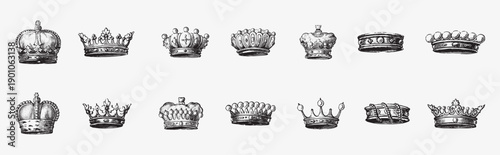 Crown icons set. Crown symbol collection. Vector illustration