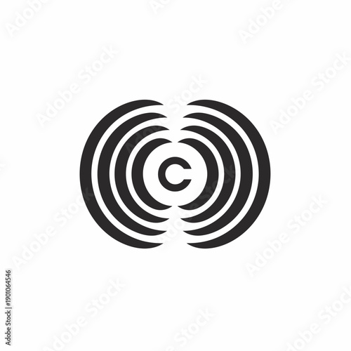 Abstract circular design element with the letter c graphical symbol