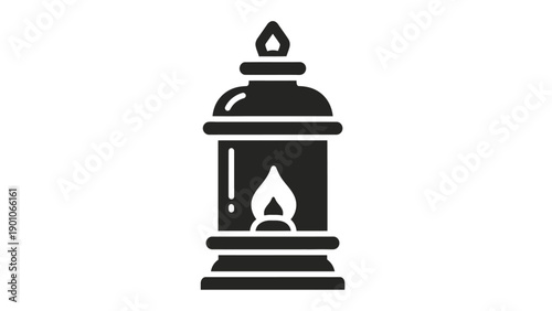 Black and White Icon of a Kerosene Lamp