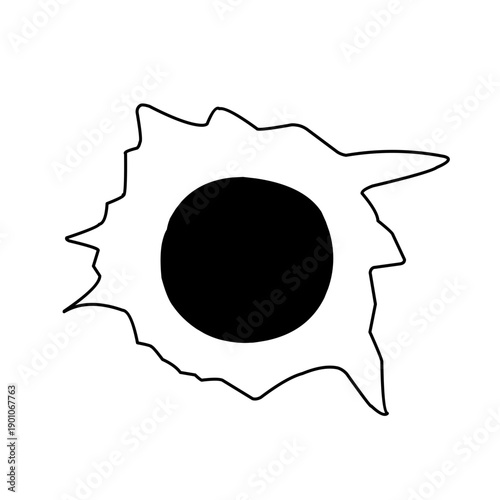 Bullet hole metal gun crack hit target concept. Vector design graphic illustration