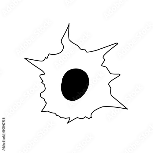 Bullet hole metal gun crack hit target concept. Vector design graphic illustration