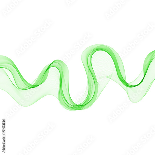 Elegant wavy abstraction in green tones on transparent background. png