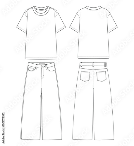 baggy jeans and baggy t shirt vector art design