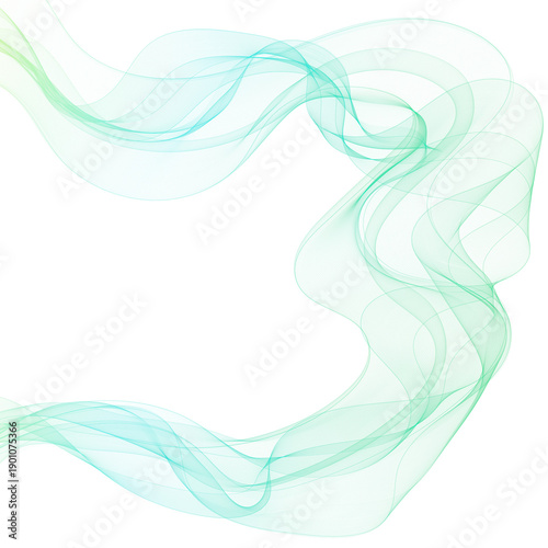 Abstract green wave of thin smoky lines on a transparent background. png