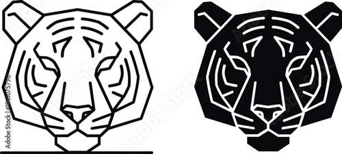 Tiger and lion head vector illustration isolated animal artwork