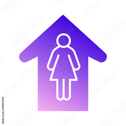 Upward arrow with a woman’s silhouette in the center