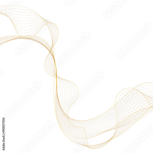 Elegant gold wave of thin lines with a spectacular curve. png
