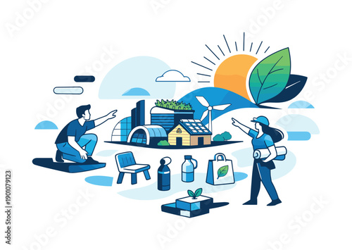 Future Eco Design. Future of eco design. Sustainable materials shaping modern architecture and products, sun