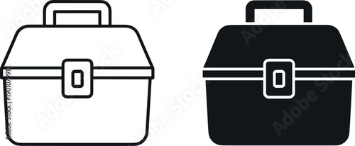 Black briefcase icon on white background