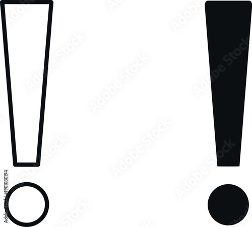 Exclamation mark vector icon on digital display