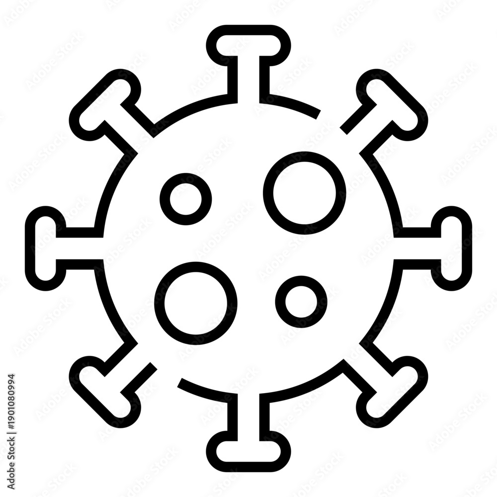 Fototapeta premium Clean outline illustration of a virus shape with rounded spikes, suitable for medical, health, biology, infection, and disease prevention design concepts.