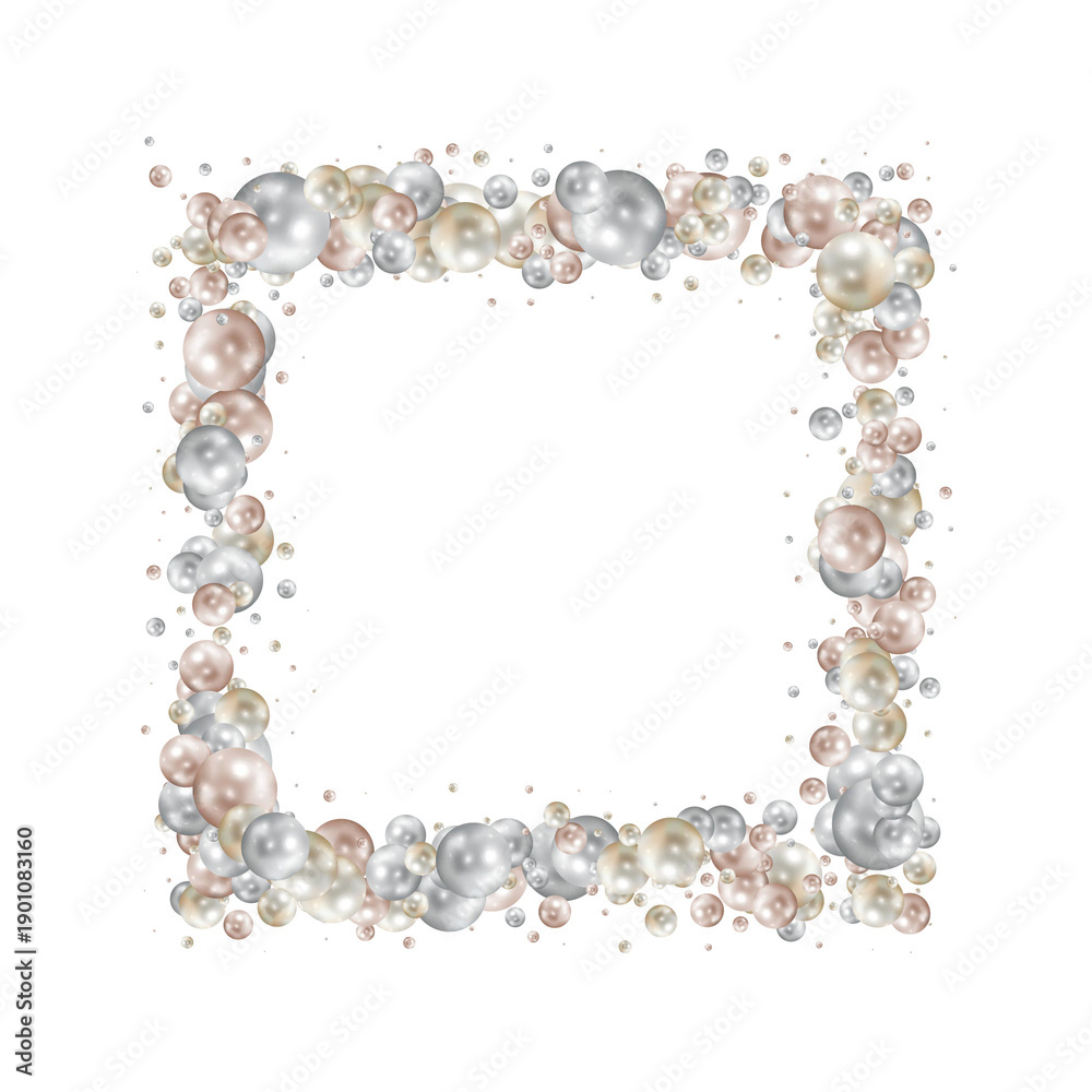 Fototapeta premium Bright circular frame made of multicolored glossy balls. png
