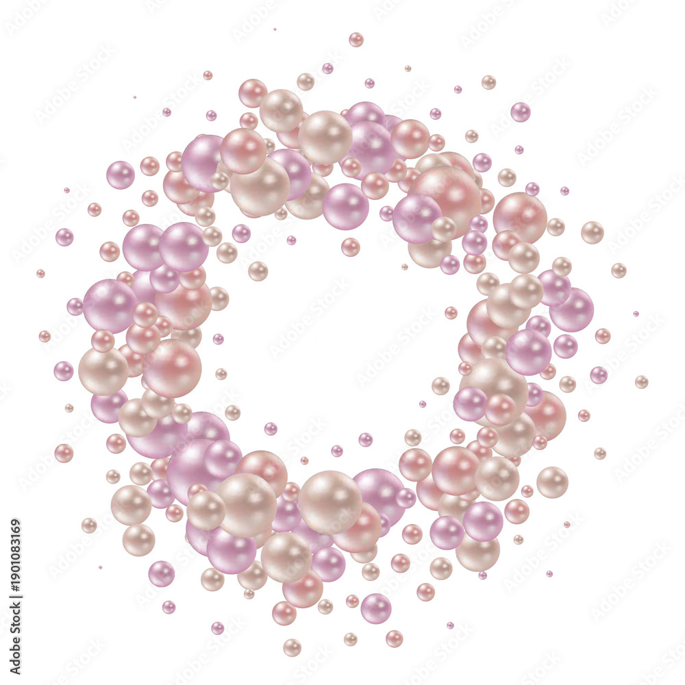 Obraz premium Circular composition of realistic shining pink spheres. png