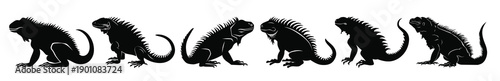 iguana silhouette clipart bundle 