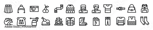 line icons including man women beanie belt shirt
