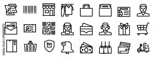  line icons including user packaging bag clothes cart