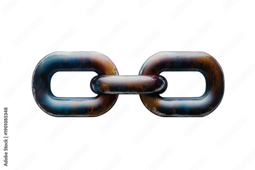 Obraz premium Strong industrial metal chain links weathered rusty texture heavy duty on transparent background