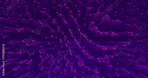 Εκτύπωση καμβά Abstract 3D purple blocks forming spherical waveform