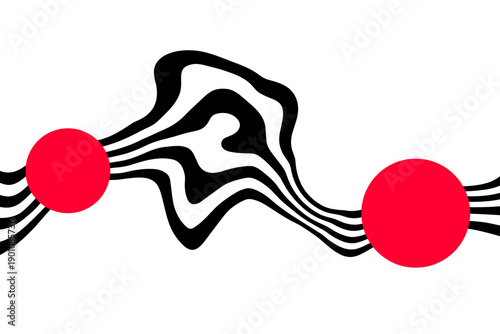 Black wavy lines on a white background with red circles. png
