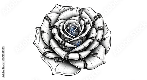 A vintage pink rose flower on a white background features a delicate blossom and petal design perfect for a romantic Valentine tattoo design

