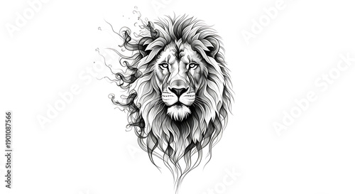 lion head tattoo on white white background