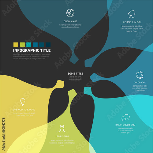 This floral infographic features a creative petal design for business presentations. Use this dynamic infographic to organize workflows and data with a colorful petal design layout.