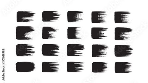 Black brush strokes on white background in abstract artistic style with bold messy texture for creative design