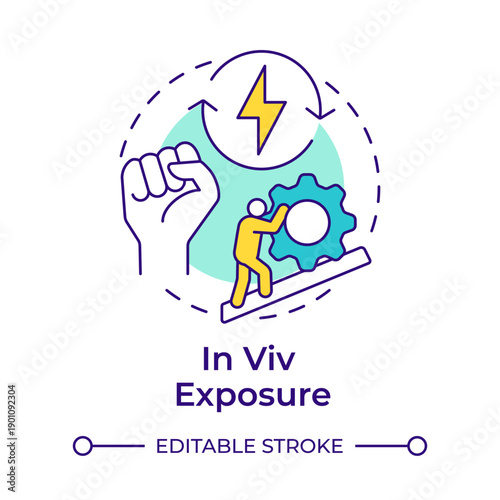 In viv exposure multi color concept icon. Personal motivation, work progress. Persistence endurance. Round shape line illustration. Abstract idea. Graphic design. Easy to use in brochure, booklet