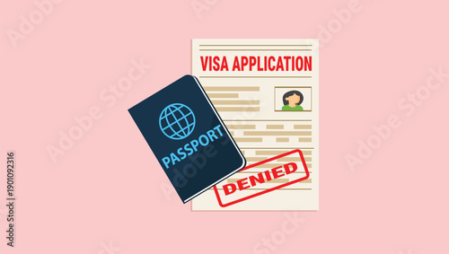 Denied visa application form. Denied application visa. Denied immigration visa	