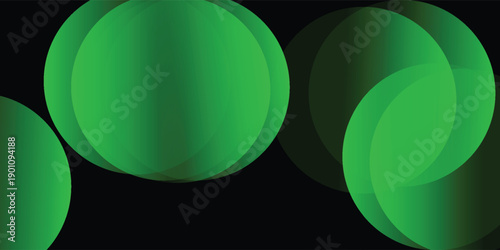 Black and green abstract background with gradient transition, blended rounds, overlay pattern. poster, web, eps10