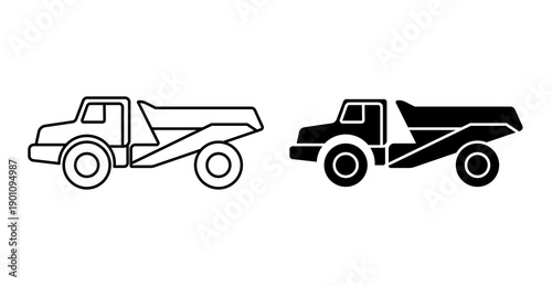 Articulated Hauler Heavy Construction Vehicle Line Icon