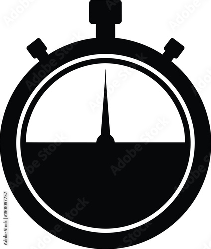Minimal Black Stopwatch on White Background