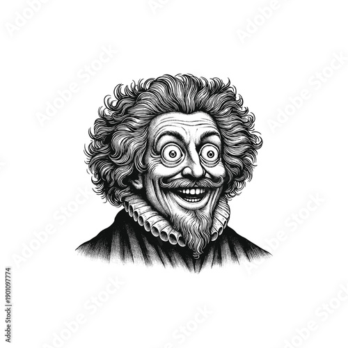 Mad Scientist Portrait – Retro Engraved Style Illustration