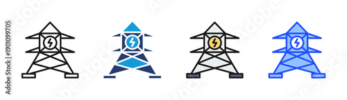 Power Transmission icon set multiple style collection