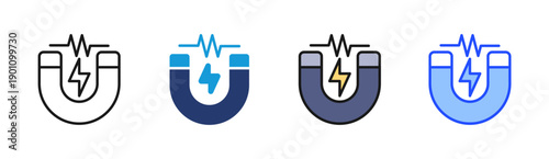 Power Magnet icon set multiple style collection
