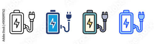 Battery Charger icon set multiple style collection