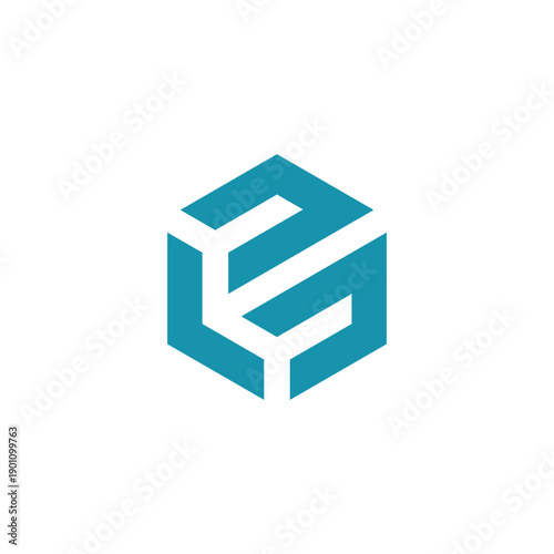 Abstract geometric logo design for a modern business with a hexagonal shape and stylized letters