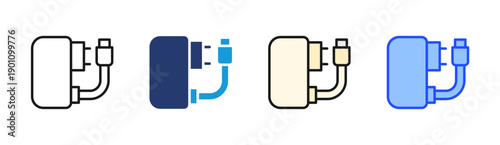 Power Adapter icon set multiple style collection