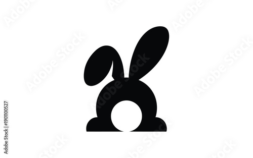 Black silhouette of a rabbit head with long ears on a white background symbol or logo