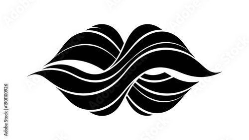 Abstract Black Waves Forming a Stylized Mouth or Infinity Symbol