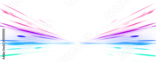 Blue and purple neon speed trails curve across dark digital city roads. Motion blur conveys rapid futuristic energy and acceleration. Perfect PNG for cyber and tech projects.