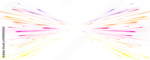 Yellow and pink curved neon lines flow dynamically along a dark digital highway. Motion blur enhances perspective and high-speed energy effect. Perfect PNG for sci-fi banners or posters.