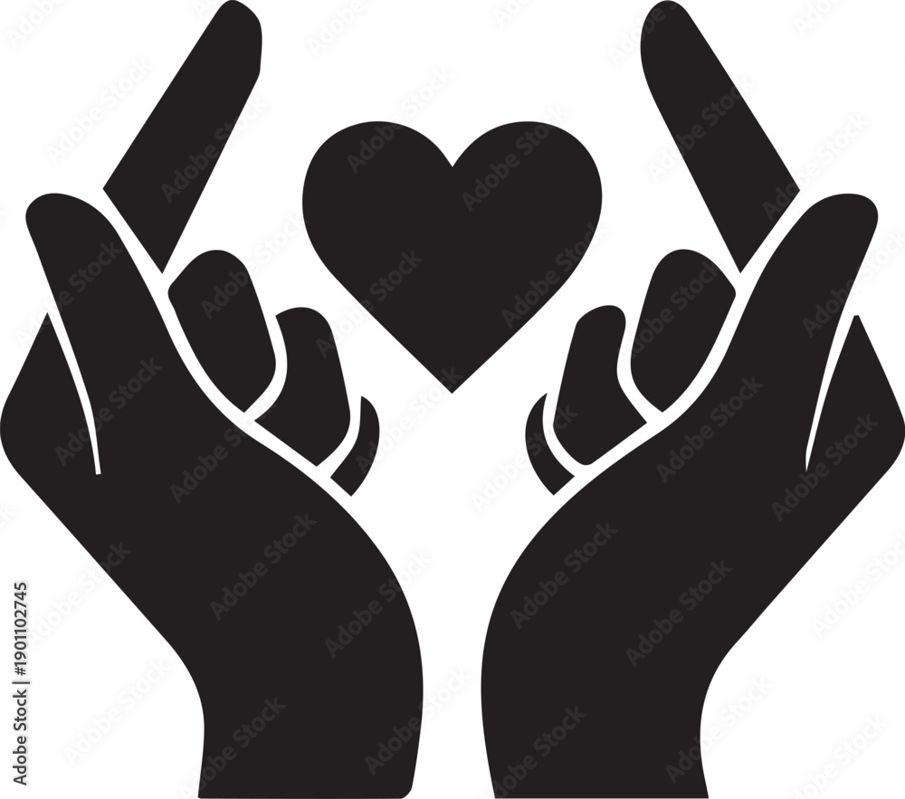 Obraz premium Minimalist Pinky Promise Heart Symbol in Black Monochrome Vector Style