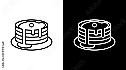 Pancakes White Icon Set Design