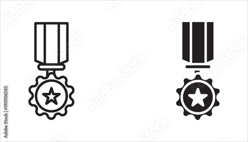 Military medal simple icon set,  Vector illustration. with a white backround