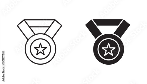 Military medal simple icon set,  Vector illustration. with a white backround