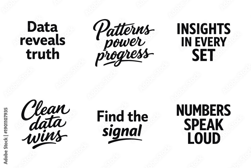 Fototapeta premium Inspirational data quotes: insights, patterns, and numbers power progress