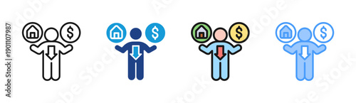 Life Balance icon set multiple style collection