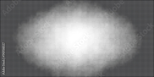 Abstract grayscale halftone dot pattern background, featuring a subtle radial gradient light effect, offered as a transparent background PNG